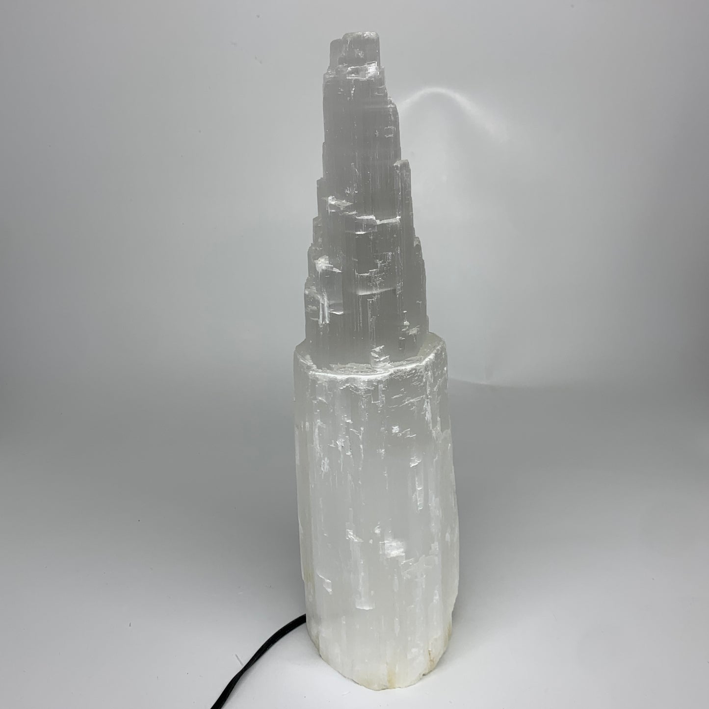 9.2 lbs, 13.7"x4.8"x3.7" Rough Selenite (Satin Spar) Lamp Tower W/Chord, B35776
