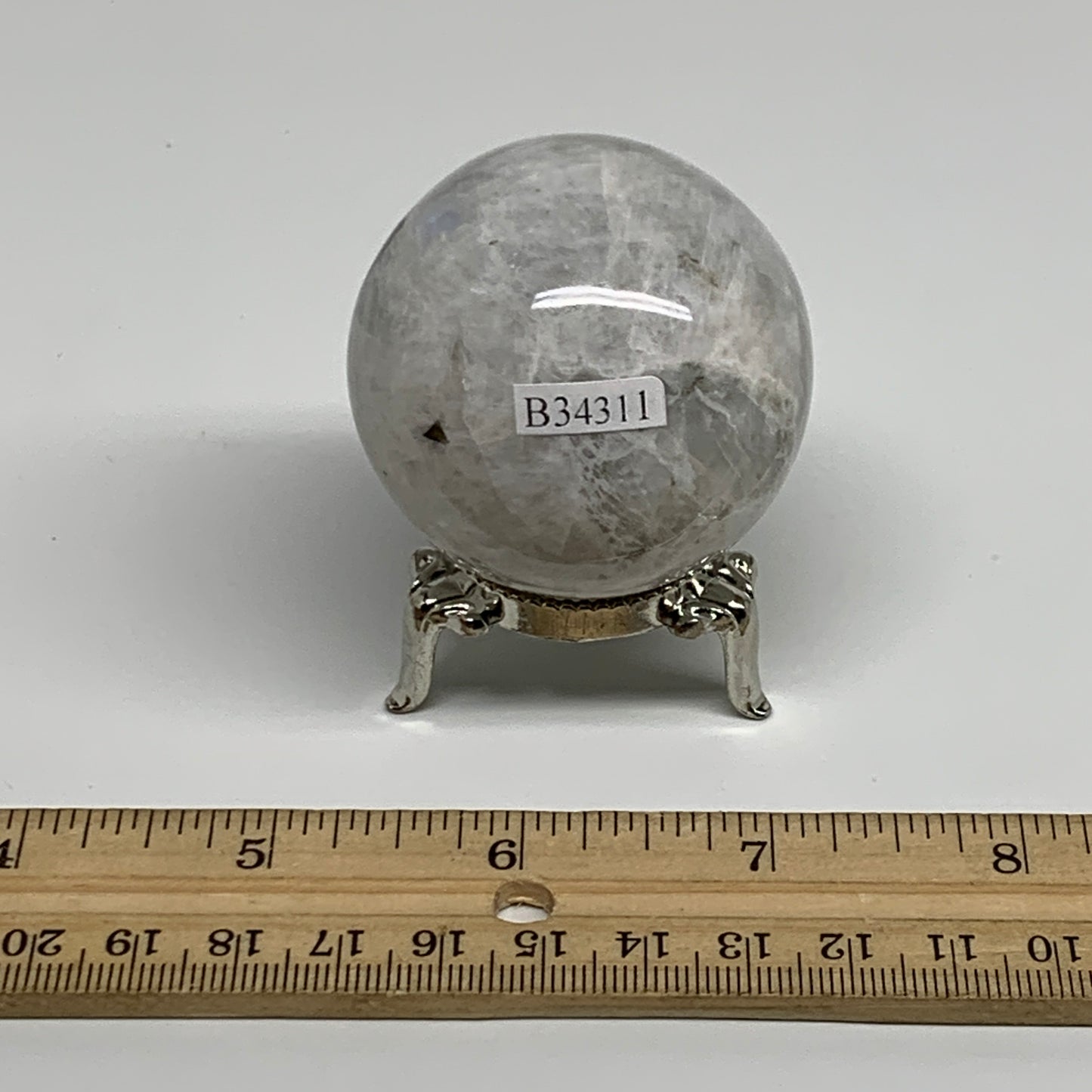 156.9g, 1.9"(48mm), Natural Rainbow Moonstone Sphere Ball Gemstone, B34311