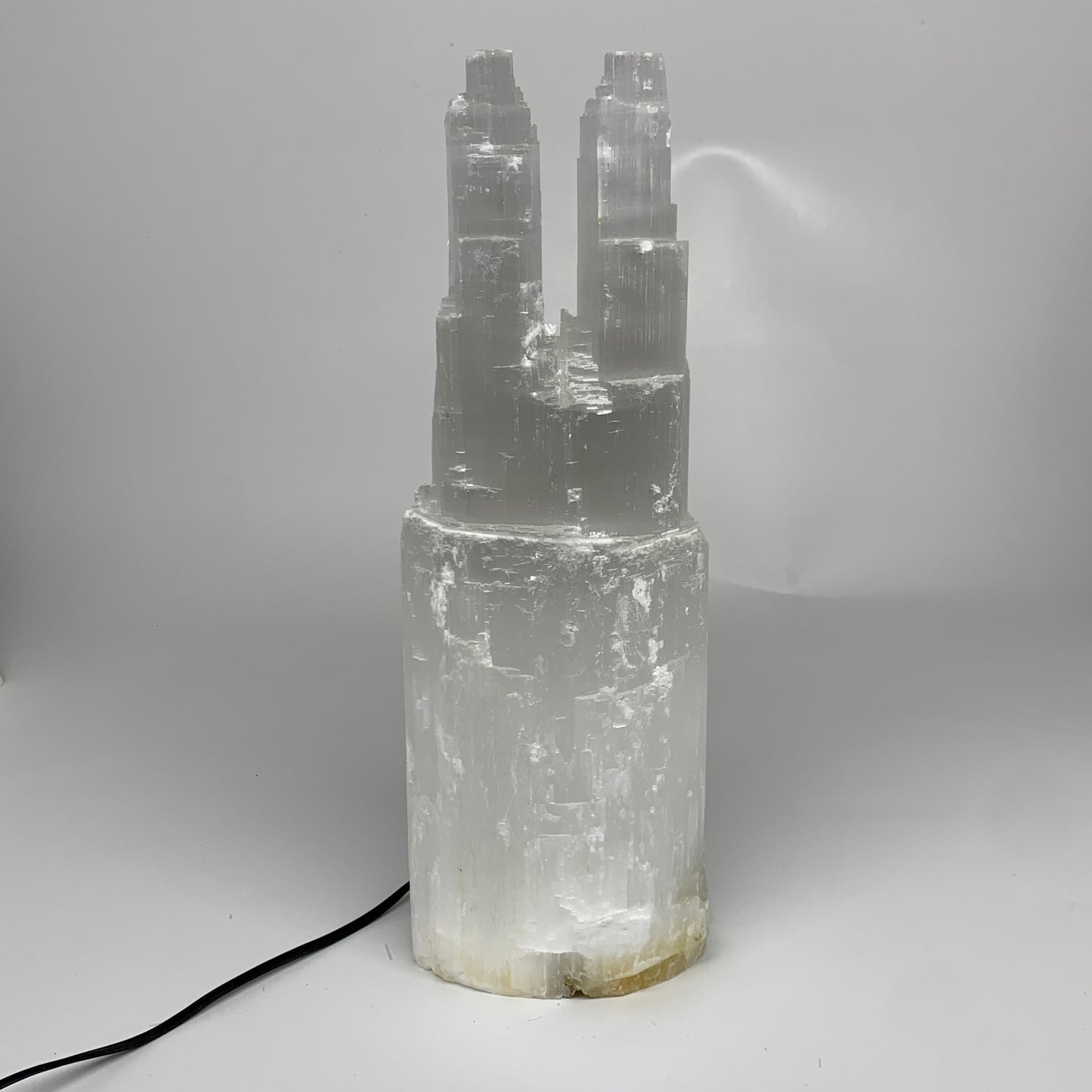9.2 lbs, 13.7"x4.8"x3.7" Rough Selenite (Satin Spar) Lamp Tower W/Chord, B35776