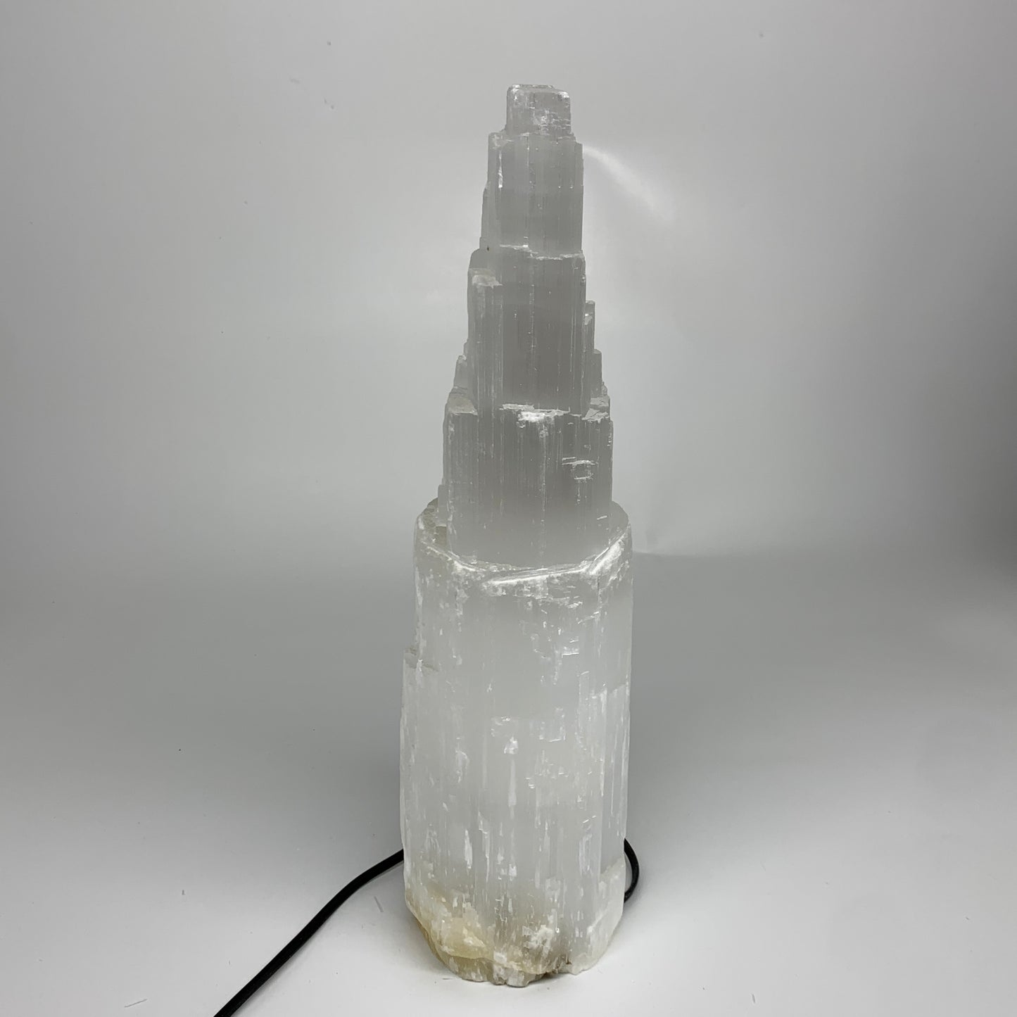 9.2 lbs, 13.7"x4.8"x3.7" Rough Selenite (Satin Spar) Lamp Tower W/Chord, B35776