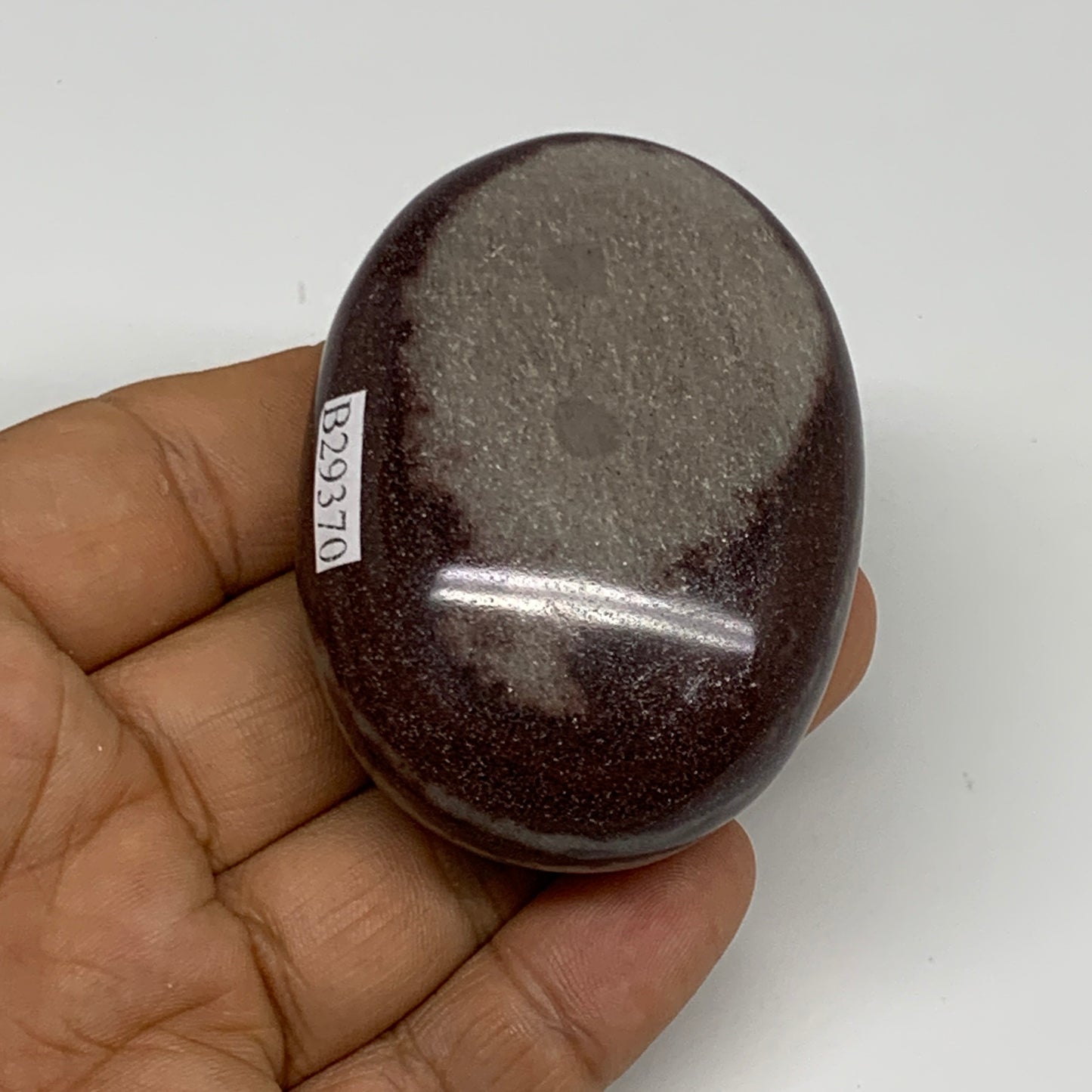 107.3g, 2.4"x1.8"x1", Narmada Shiva Lingam Palm-Stone Polished, B29370