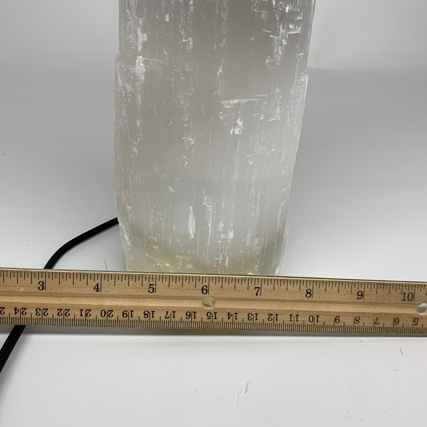 9.2 lbs, 13.7"x4.8"x3.7" Rough Selenite (Satin Spar) Lamp Tower W/Chord, B35776