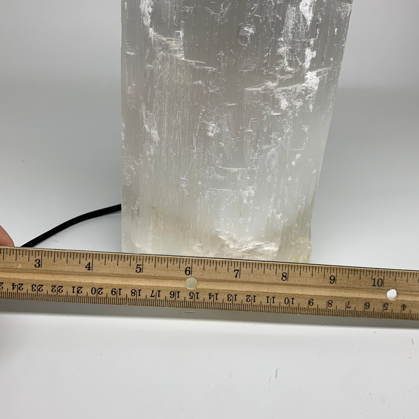 9.2 lbs, 13.7"x4.8"x3.7" Rough Selenite (Satin Spar) Lamp Tower W/Chord, B35776