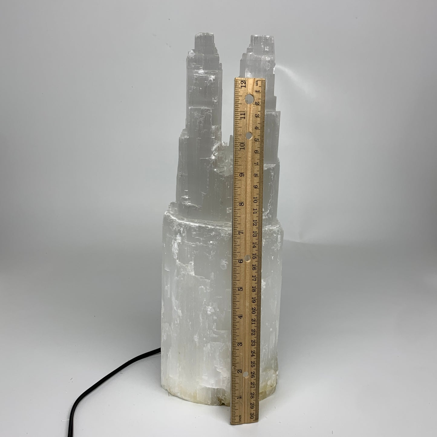 9.2 lbs, 13.7"x4.8"x3.7" Rough Selenite (Satin Spar) Lamp Tower W/Chord, B35776