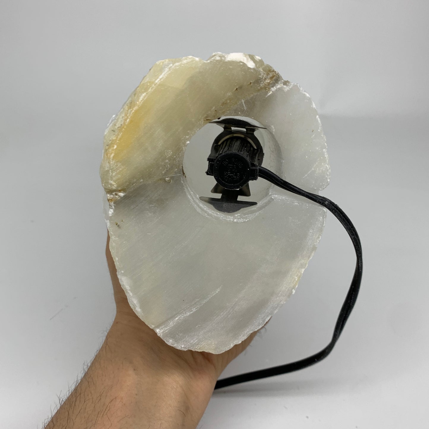 9.2 lbs, 13.7"x4.8"x3.7" Rough Selenite (Satin Spar) Lamp Tower W/Chord, B35776