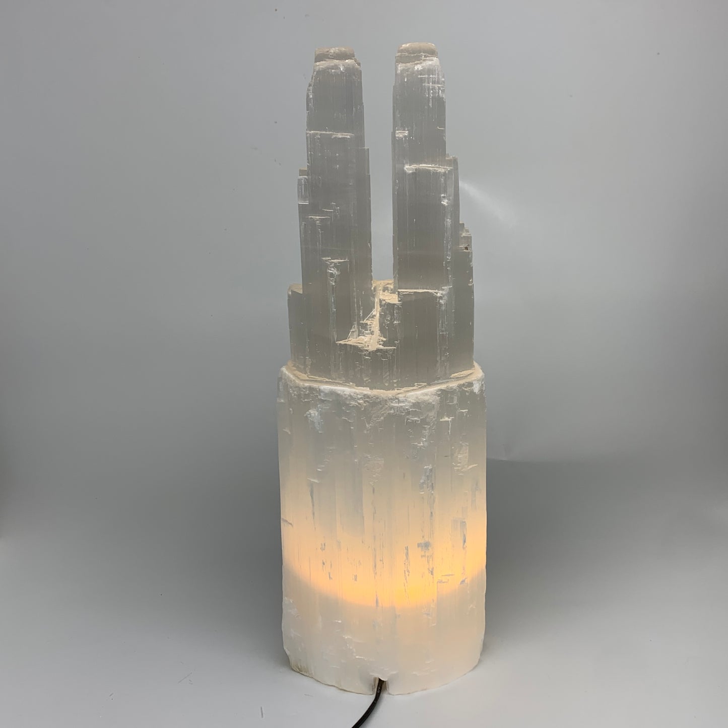12.8 lbs, 15.5"x5.2"x3.7" Rough Selenite (Satin Spar) Lamp Tower W/Chord, B35777