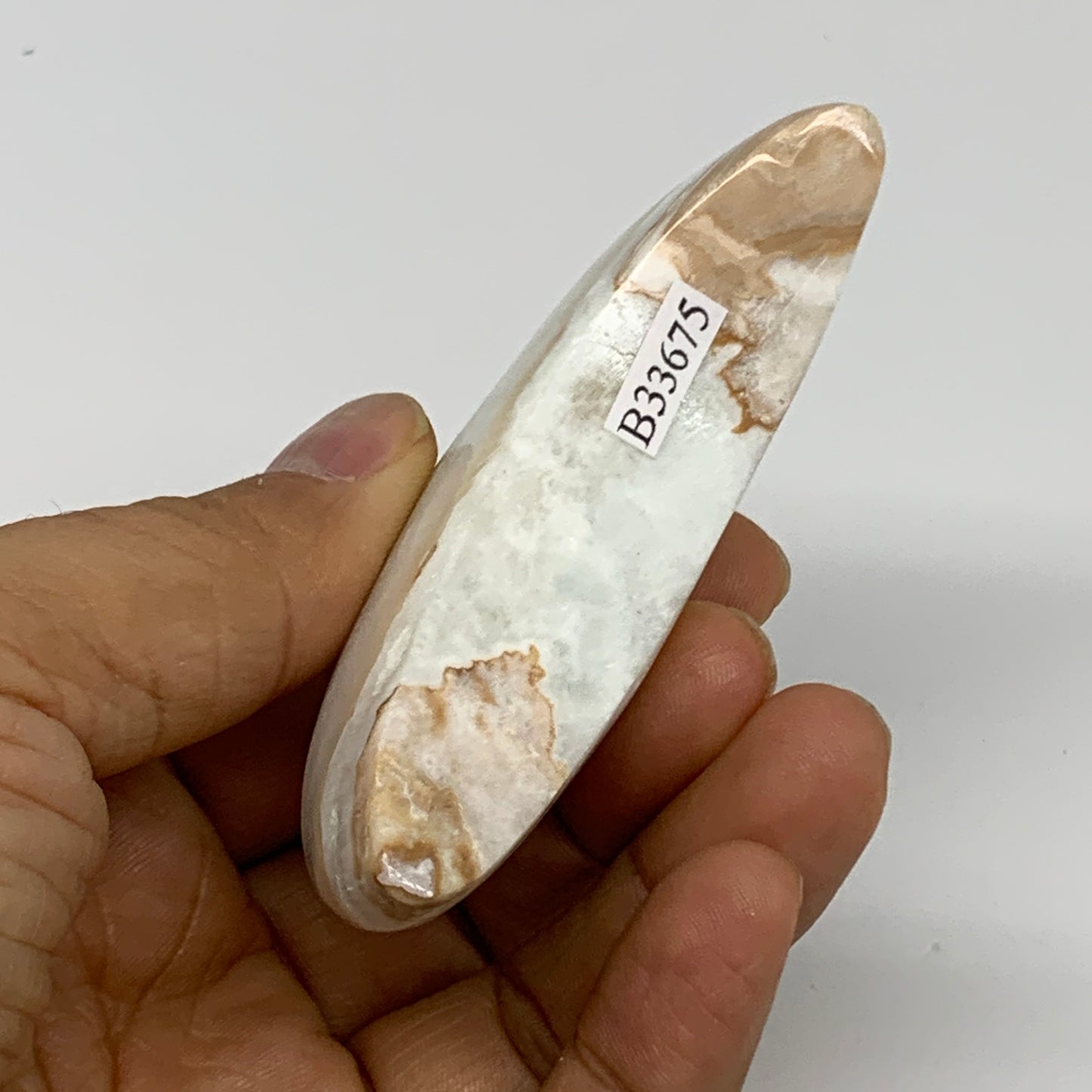 100g, 3.1"x1.3"x0.9", Caribbean Calcite Moon Crescent Gemstone, B33675