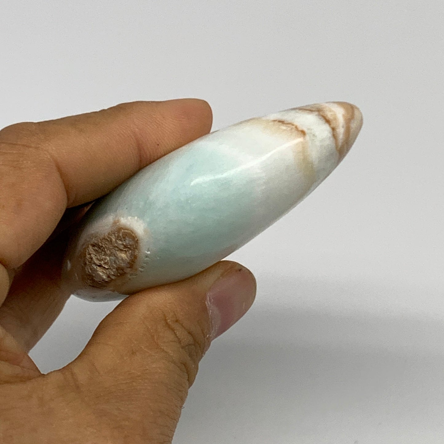 100g, 3.1"x1.3"x0.9", Caribbean Calcite Moon Crescent Gemstone, B33675