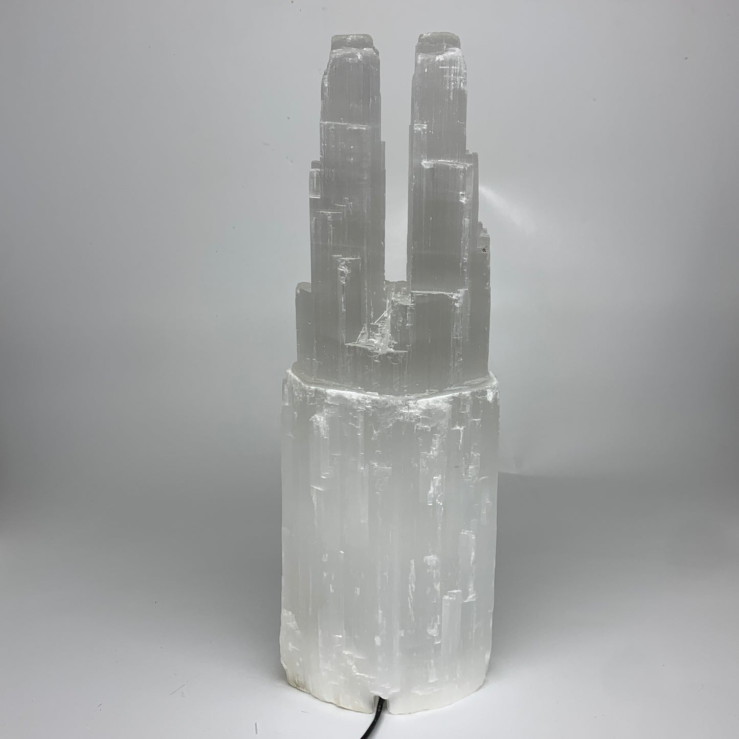 12.8 lbs, 15.5"x5.2"x3.7" Rough Selenite (Satin Spar) Lamp Tower W/Chord, B35777