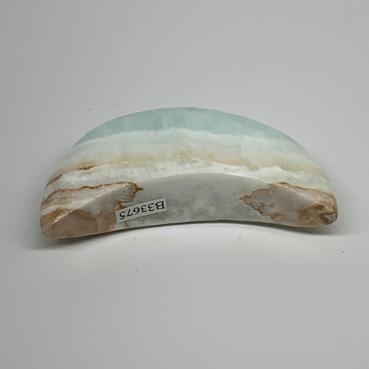 100g, 3.1"x1.3"x0.9", Caribbean Calcite Moon Crescent Gemstone, B33675