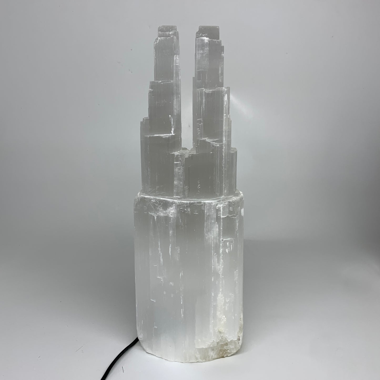 12.8 lbs, 15.5"x5.2"x3.7" Rough Selenite (Satin Spar) Lamp Tower W/Chord, B35777