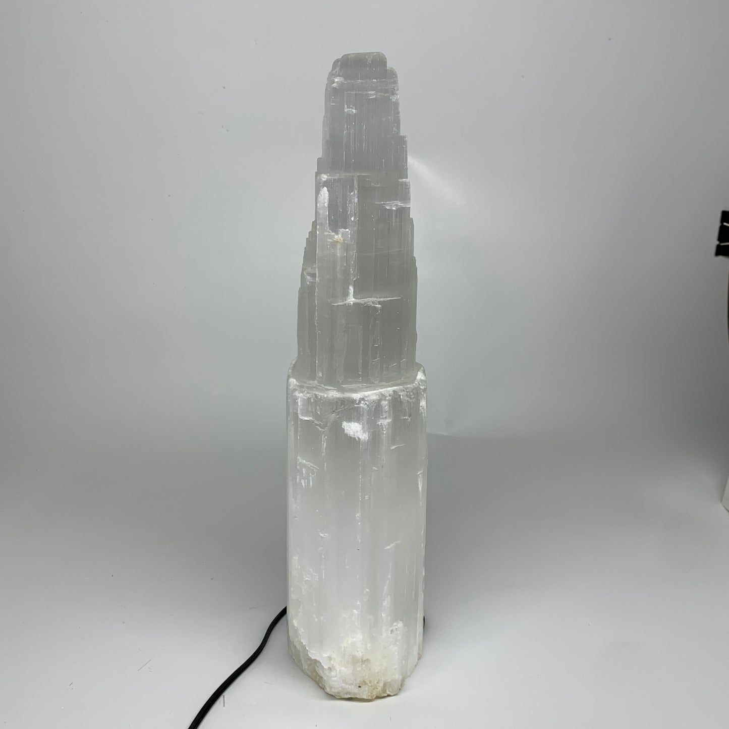 12.8 lbs, 15.5"x5.2"x3.7" Rough Selenite (Satin Spar) Lamp Tower W/Chord, B35777