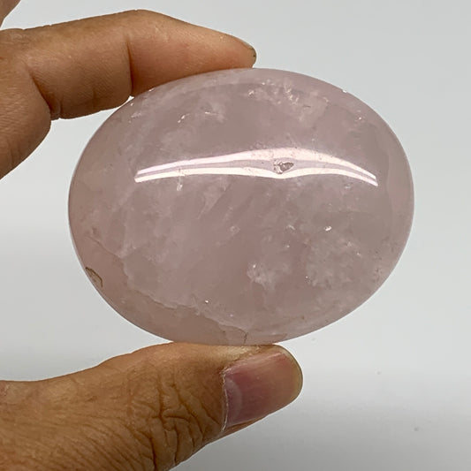 126.6g , 2.4"x1.9"x1.1", Natural Pink Rose Quartz Palm-stone Crystal, B37321