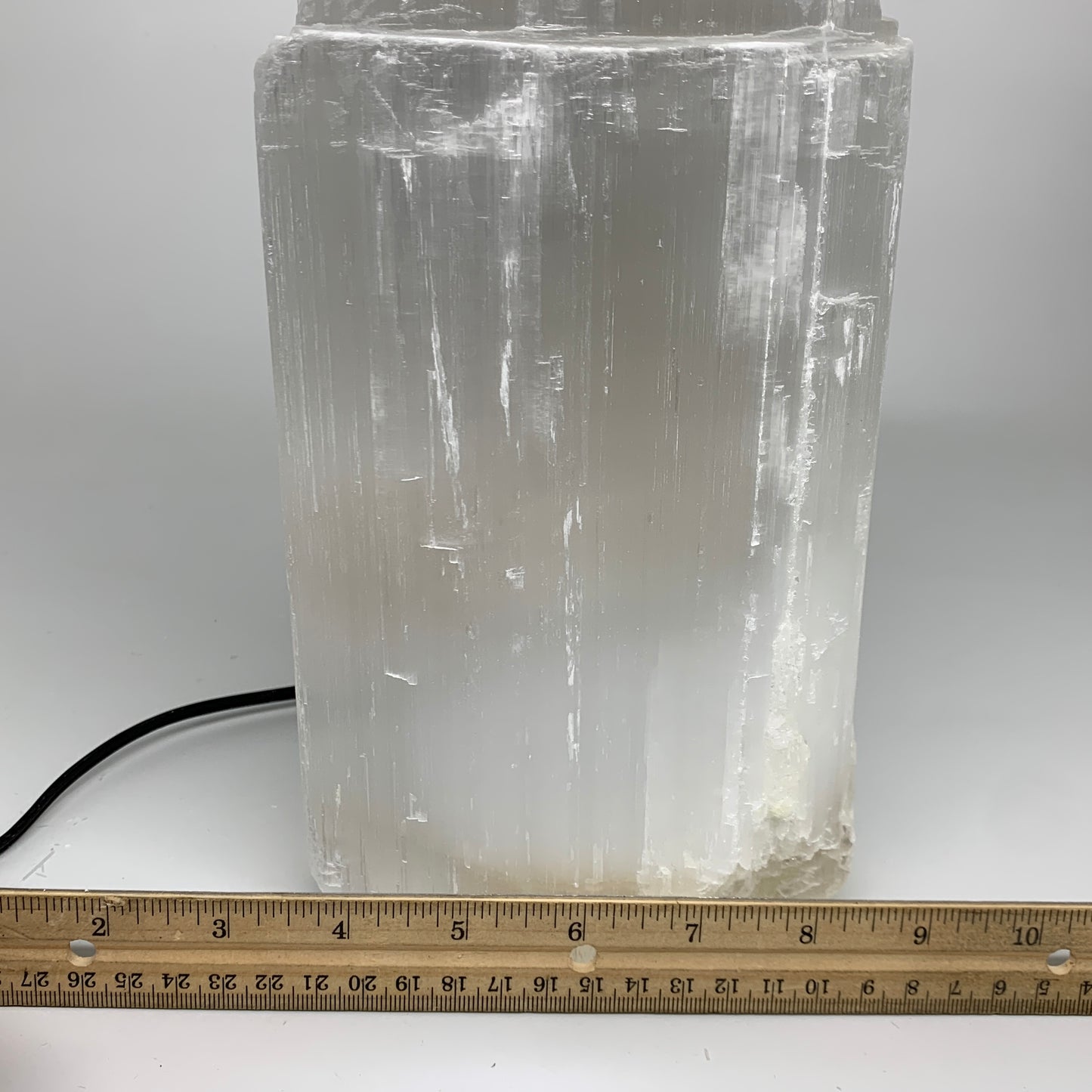 12.8 lbs, 15.5"x5.2"x3.7" Rough Selenite (Satin Spar) Lamp Tower W/Chord, B35777