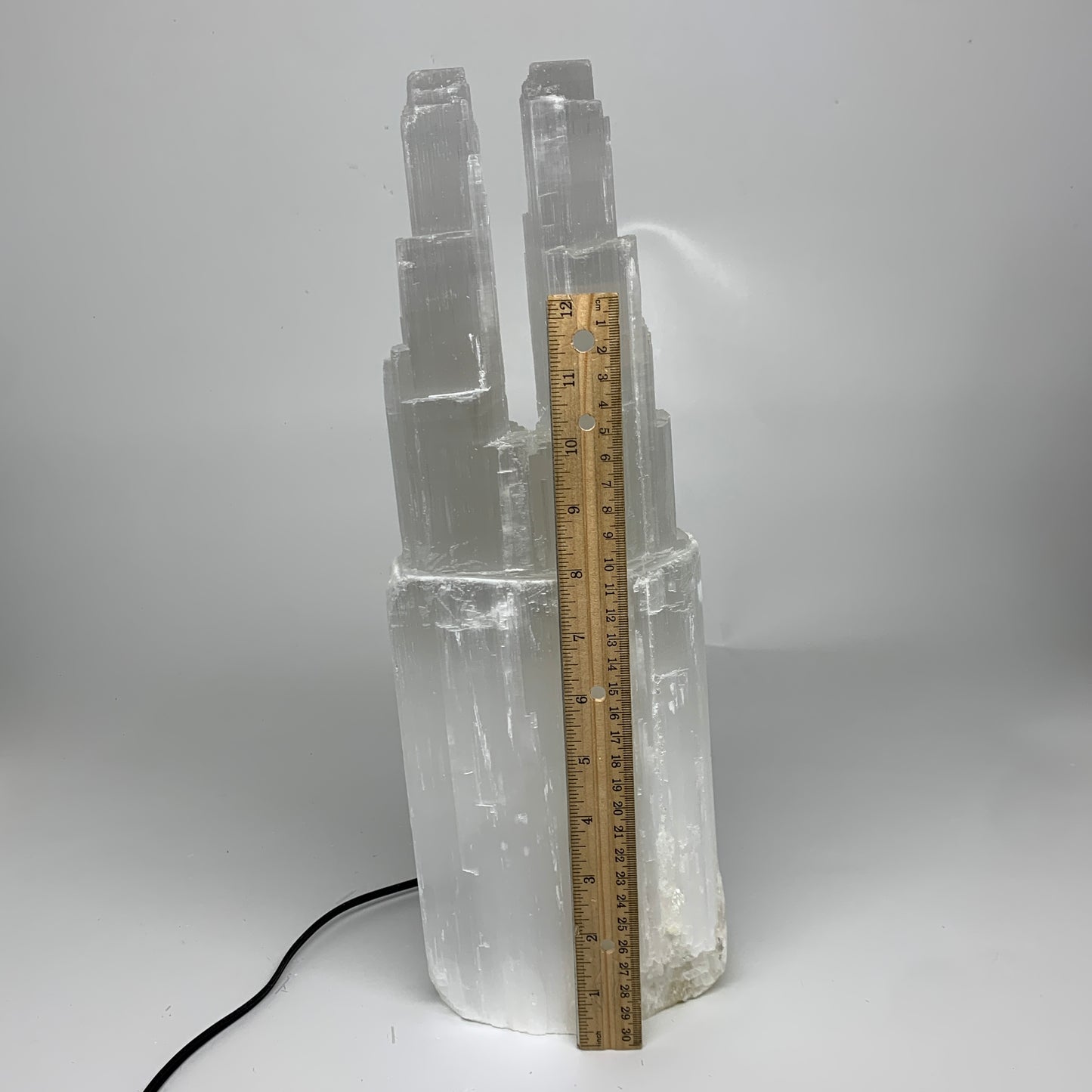 12.8 lbs, 15.5"x5.2"x3.7" Rough Selenite (Satin Spar) Lamp Tower W/Chord, B35777