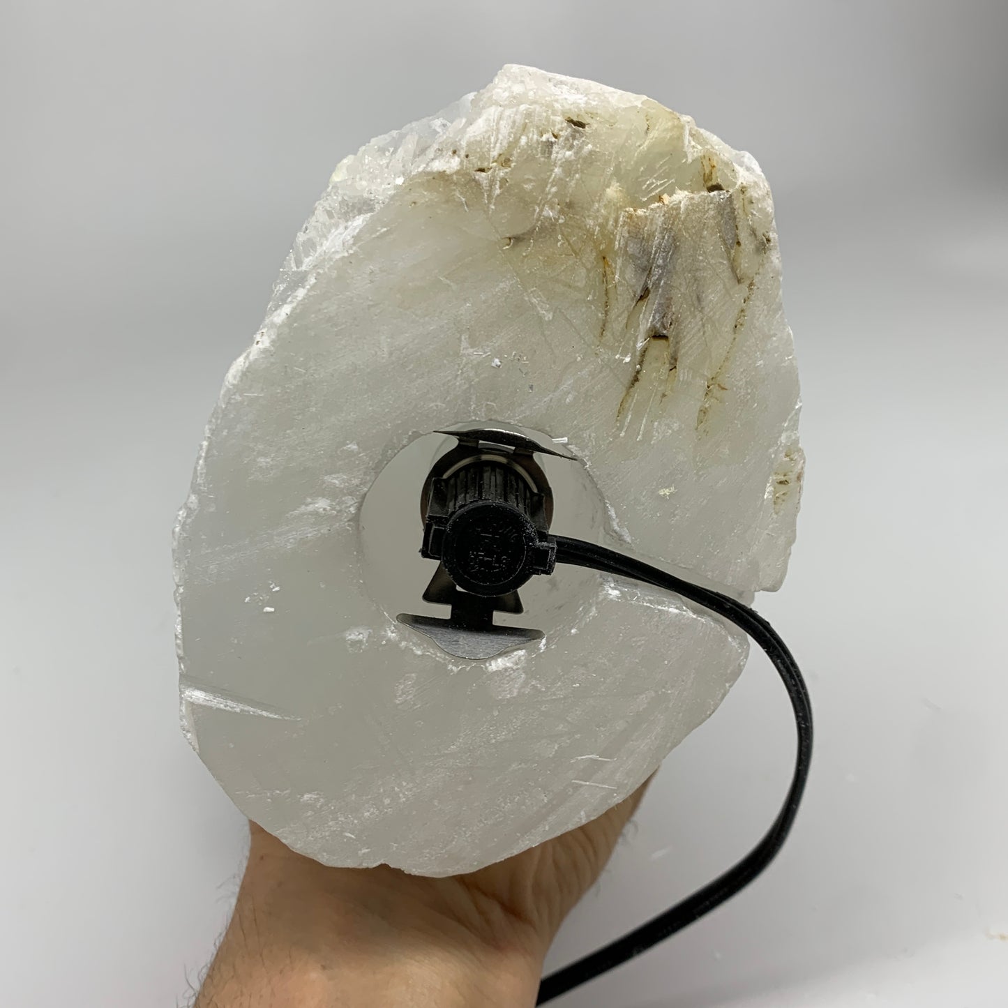 12.8 lbs, 15.5"x5.2"x3.7" Rough Selenite (Satin Spar) Lamp Tower W/Chord, B35777