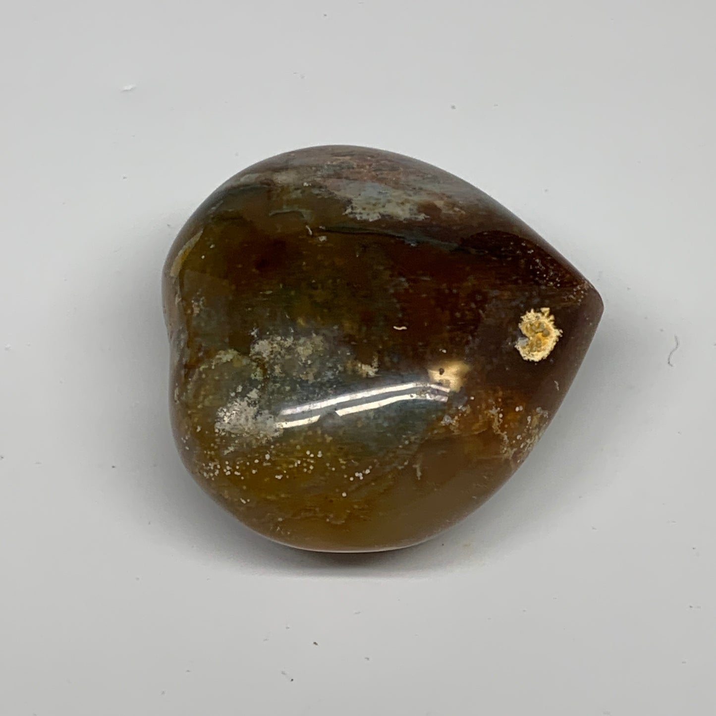 0.48 lbs, 2.6"x2.8"x1.5" Ocean Jasper Heart Polished Healing Crystal, B30851