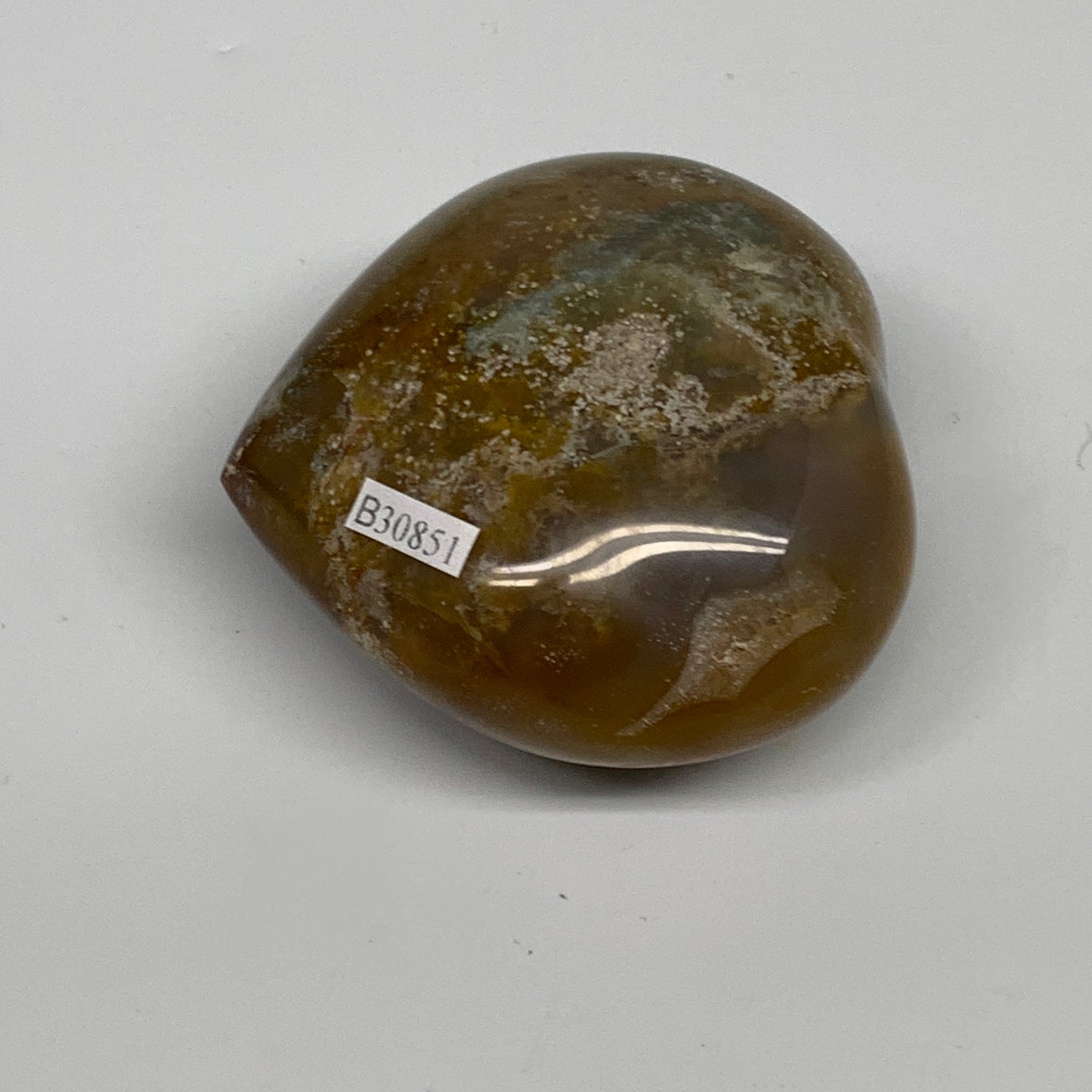 0.48 lbs, 2.6"x2.8"x1.5" Ocean Jasper Heart Polished Healing Crystal, B30851