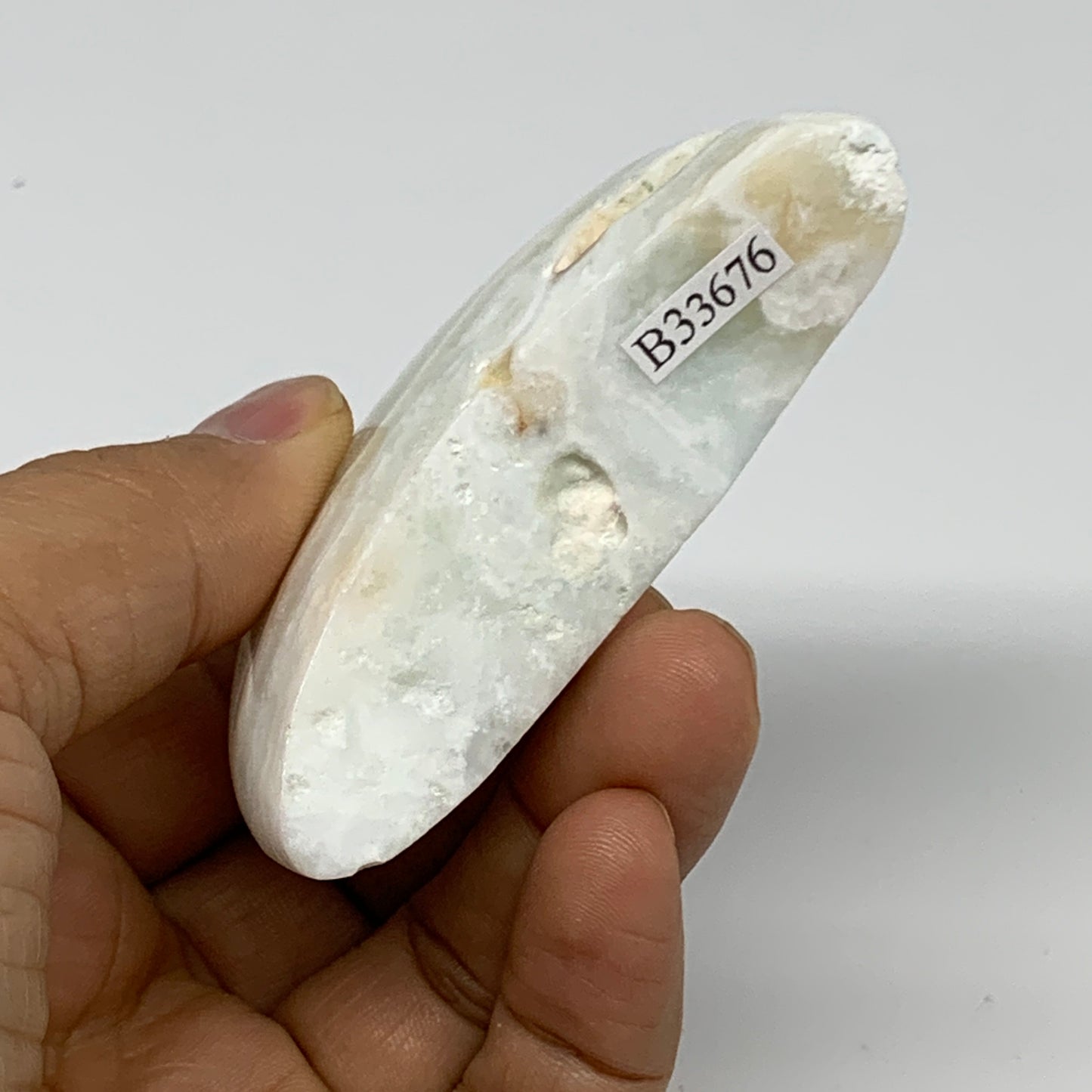107.5g, 2.8"x1.5"x0.9", Caribbean Calcite Moon Crescent Gemstone, B33676