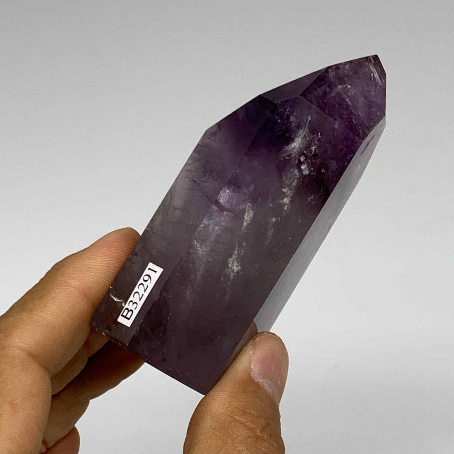 174g, 3.2"x1.7"x1.2", Natural Amethyst Tower Point Obelisk @Brazil, B32291