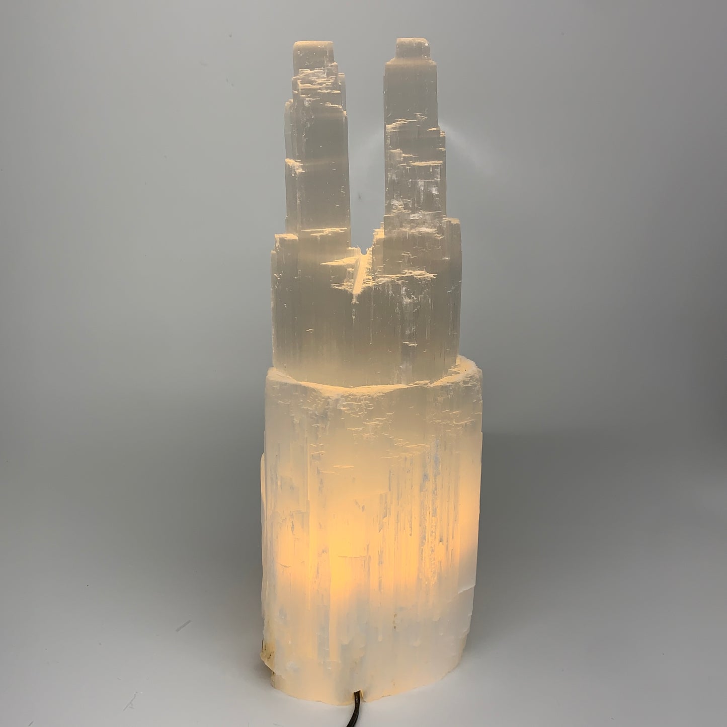 8.5 lbs, 13.5"x4.6"x3.4" Rough Selenite (Satin Spar) Lamp Tower W/Chord, B35778