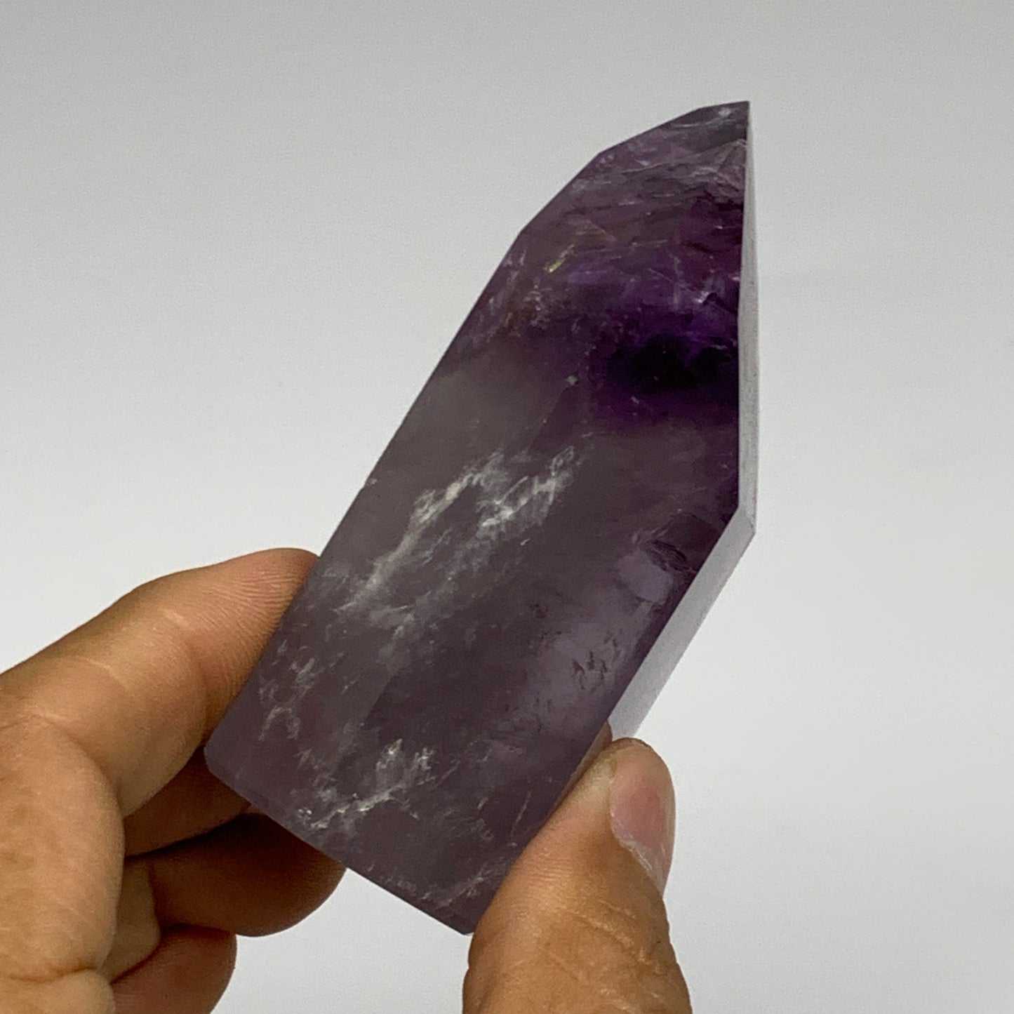 174g, 3.2"x1.7"x1.2", Natural Amethyst Tower Point Obelisk @Brazil, B32291