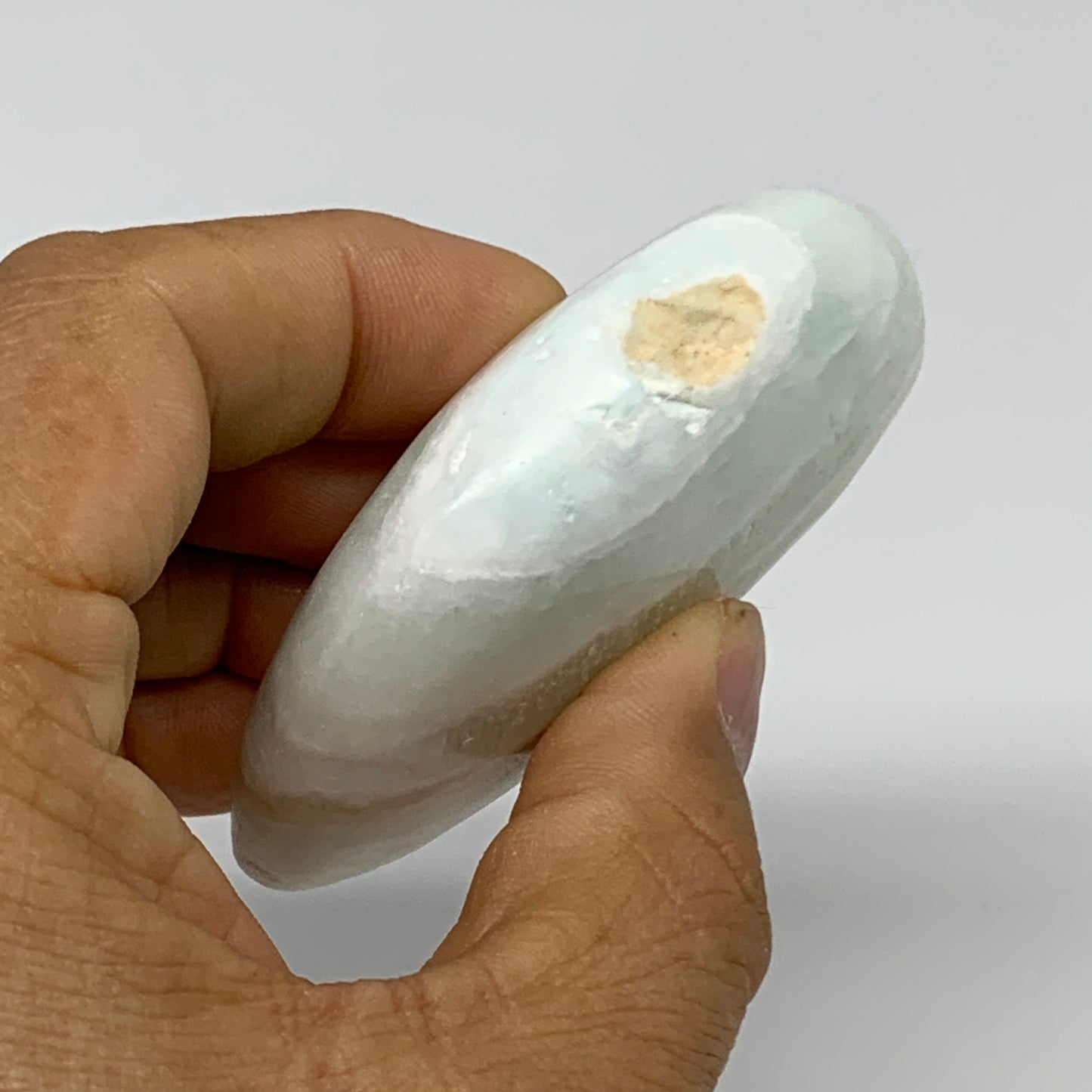 107.5g, 2.8"x1.5"x0.9", Caribbean Calcite Moon Crescent Gemstone, B33676