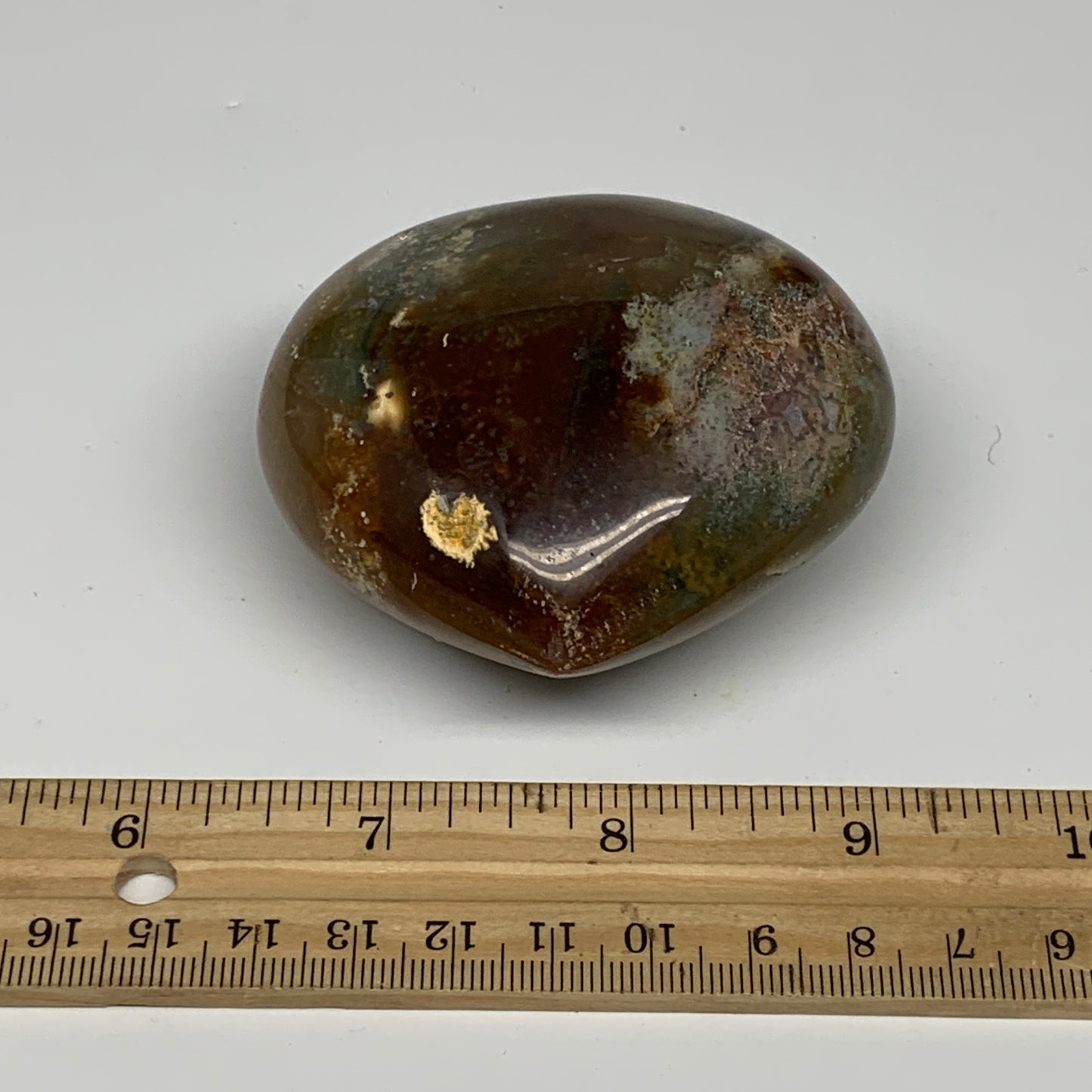 0.48 lbs, 2.6"x2.8"x1.5" Ocean Jasper Heart Polished Healing Crystal, B30851