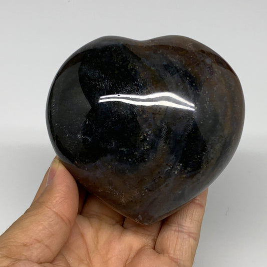 0.85 lbs, 3.1"x3.2"x1.8" Ocean Jasper Heart Polished Healing Crystal, B30852