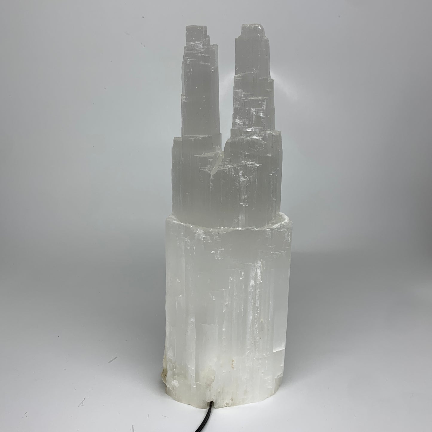 8.5 lbs, 13.5"x4.6"x3.4" Rough Selenite (Satin Spar) Lamp Tower W/Chord, B35778
