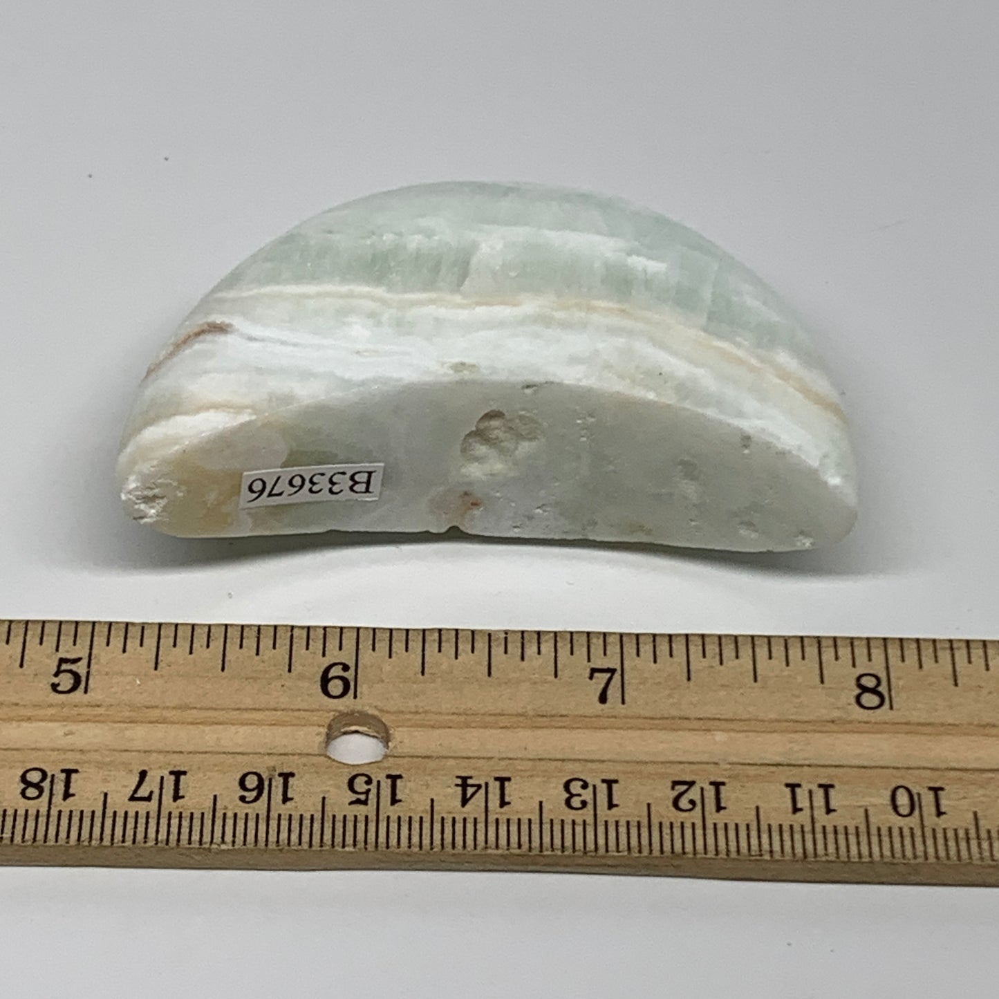 107.5g, 2.8"x1.5"x0.9", Caribbean Calcite Moon Crescent Gemstone, B33676