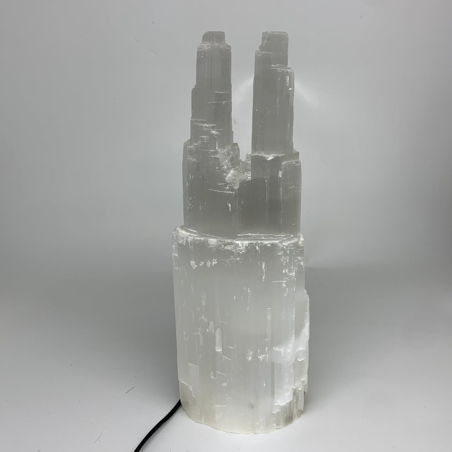 8.5 lbs, 13.5"x4.6"x3.4" Rough Selenite (Satin Spar) Lamp Tower W/Chord, B35778