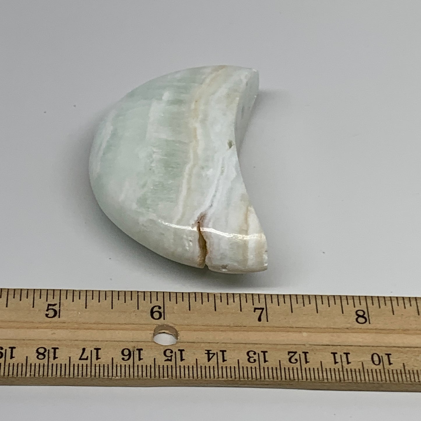 107.5g, 2.8"x1.5"x0.9", Caribbean Calcite Moon Crescent Gemstone, B33676