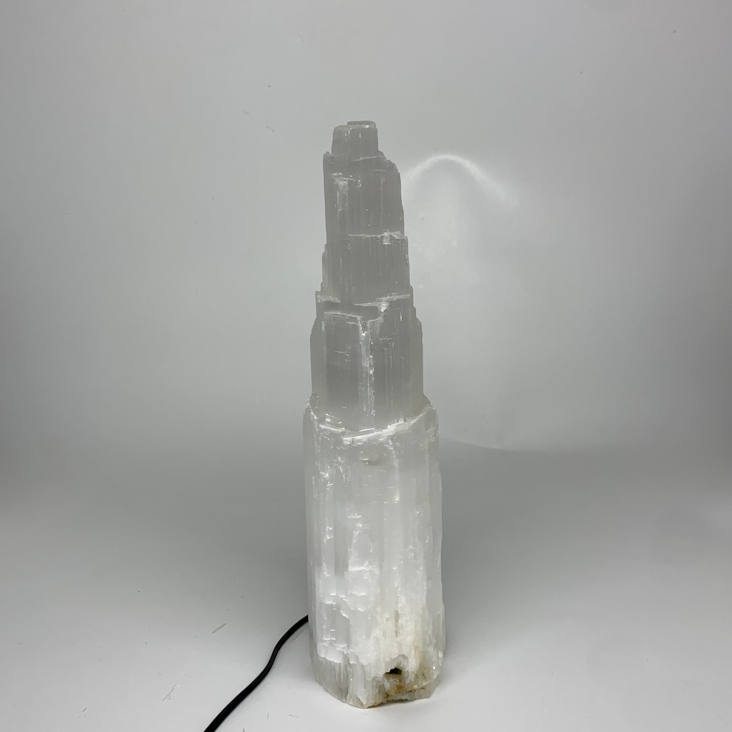 8.5 lbs, 13.5"x4.6"x3.4" Rough Selenite (Satin Spar) Lamp Tower W/Chord, B35778