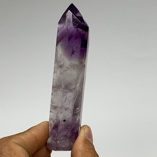 84g, 4"x0.9"x0.8", Natural Amethyst Tower Point Obelisk @Brazil, B32292