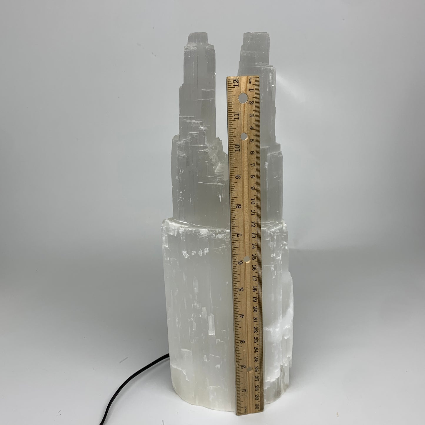 8.5 lbs, 13.5"x4.6"x3.4" Rough Selenite (Satin Spar) Lamp Tower W/Chord, B35778