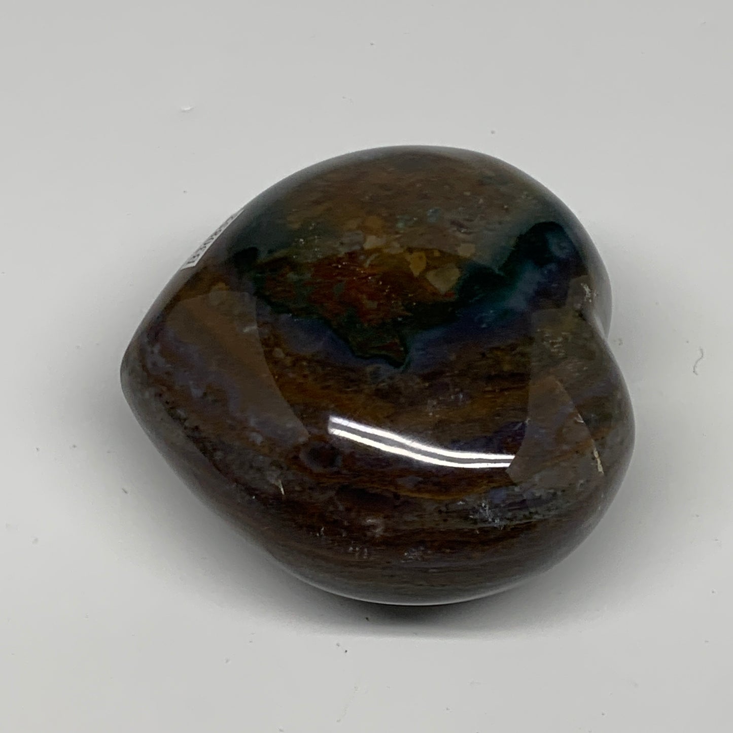 0.85 lbs, 3.1"x3.2"x1.8" Ocean Jasper Heart Polished Healing Crystal, B30852