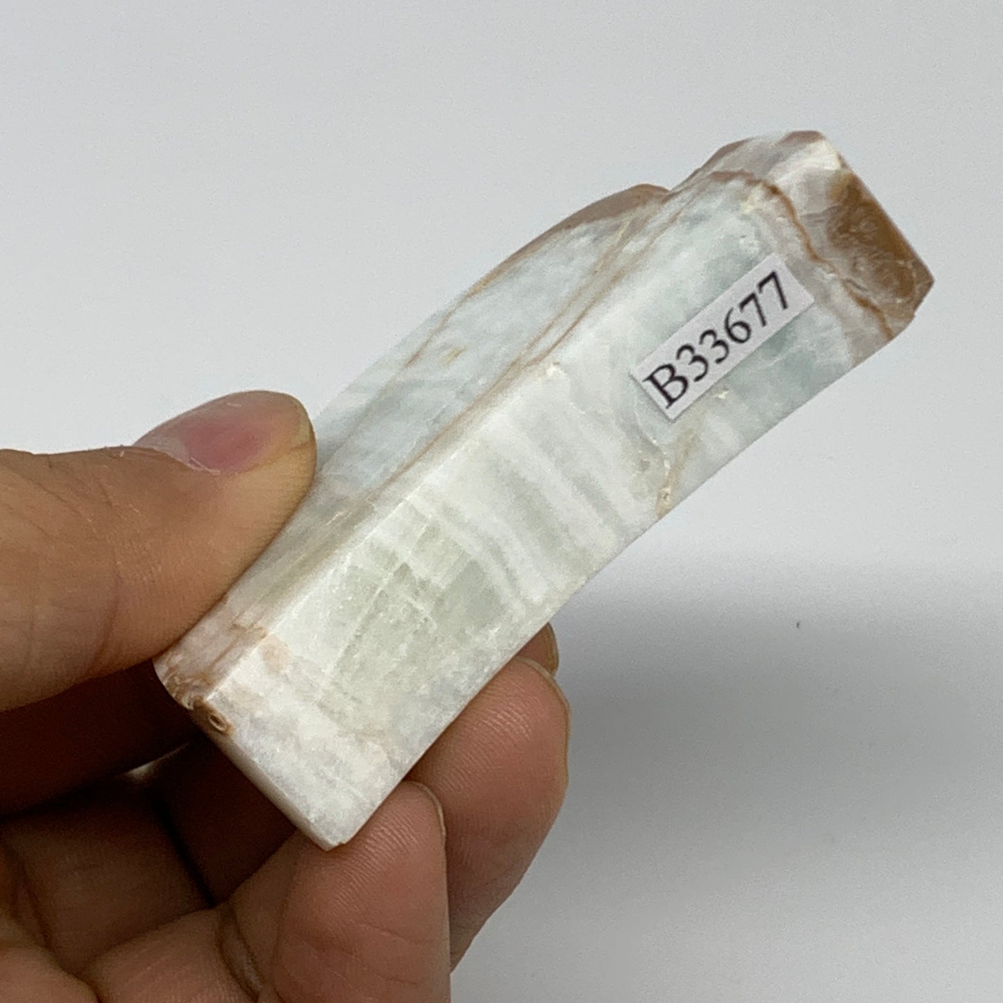 86.2g, 2.5"x1.5"x0.6", Caribbean Calcite Moon Crescent Gemstone, B33677