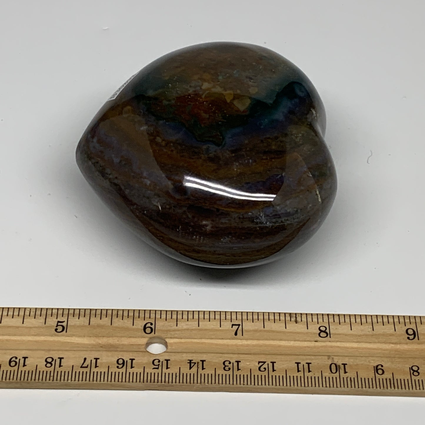 0.85 lbs, 3.1"x3.2"x1.8" Ocean Jasper Heart Polished Healing Crystal, B30852
