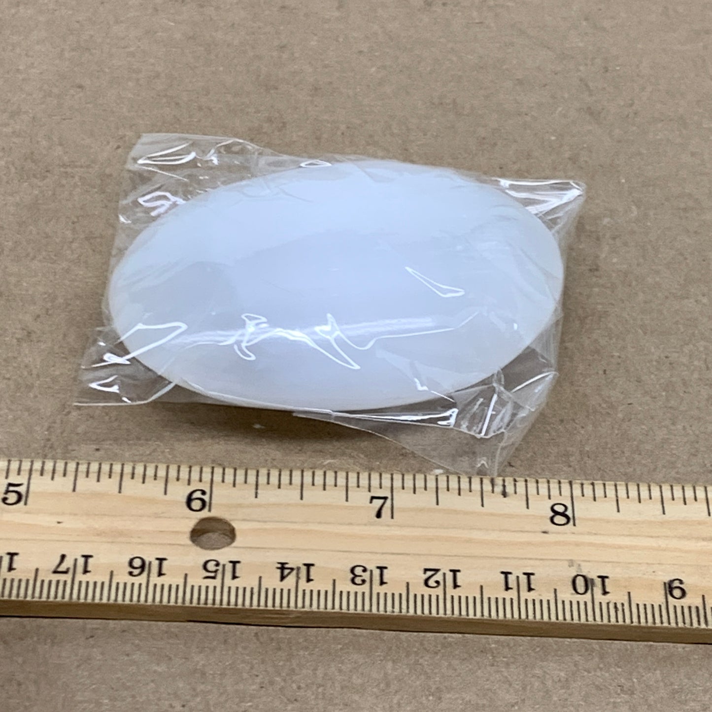 88g, 2.7"x1.9"x0.9", White Selenite Palmstone Crystal Pillow Reiki, B36421