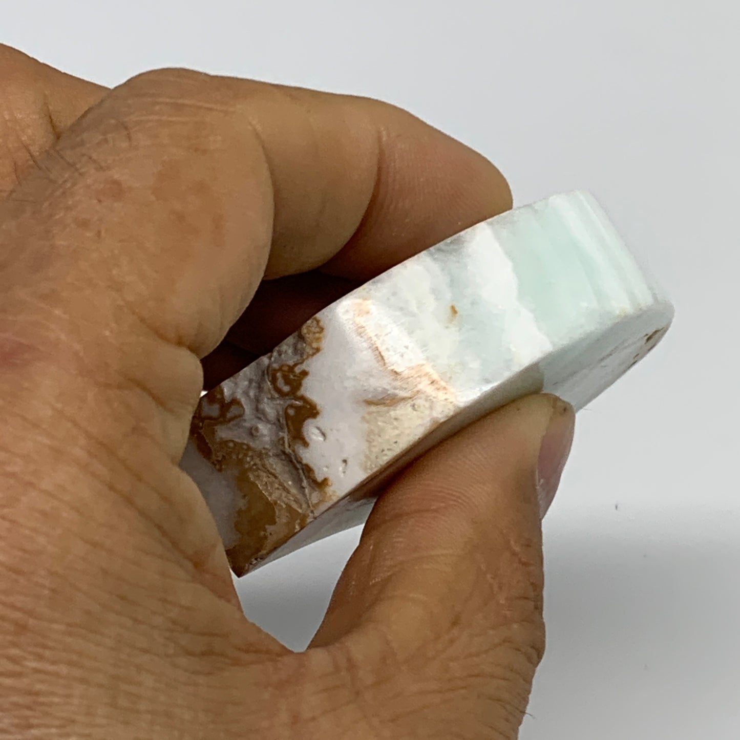 86.2g, 2.5"x1.5"x0.6", Caribbean Calcite Moon Crescent Gemstone, B33677