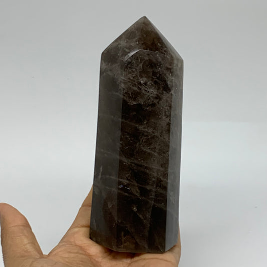 1.2 Lbs, 5.6"x2.2"x1.7", Black Moonstone Tower Obelisk Point Crystal, B38164