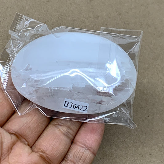 80g, 2.7"x1.9"x0.8", White Selenite Palmstone Crystal Pillow Reiki, B36422