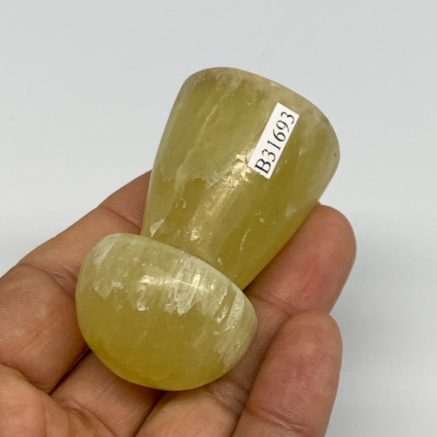 102.1g,2.2"x1.3" Natural Lemon Calcite Mushroom Gemstone @Pakistan, B31693