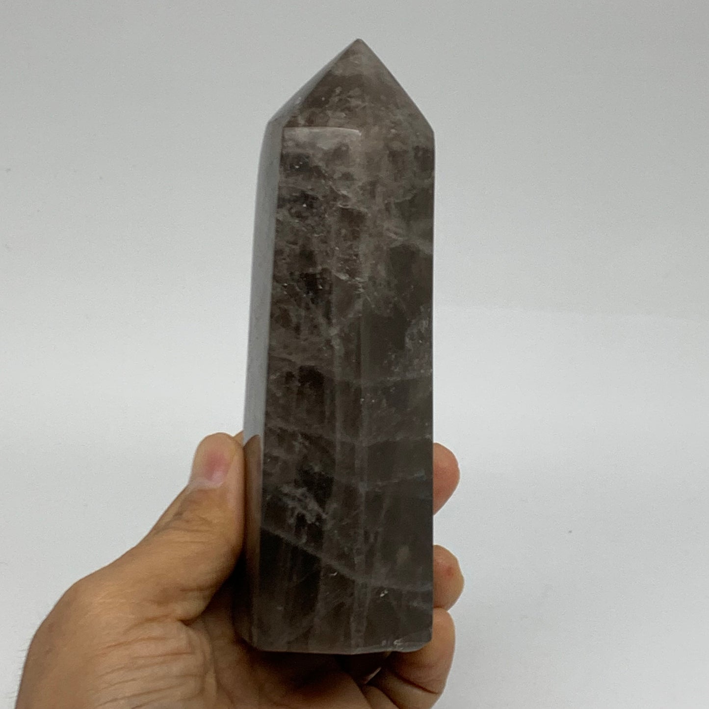 1.2 Lbs, 5.6"x2.2"x1.7", Black Moonstone Tower Obelisk Point Crystal, B38164