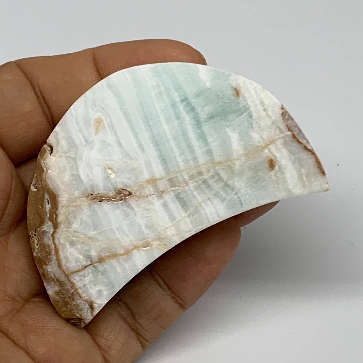 86.2g, 2.5"x1.5"x0.6", Caribbean Calcite Moon Crescent Gemstone, B33677