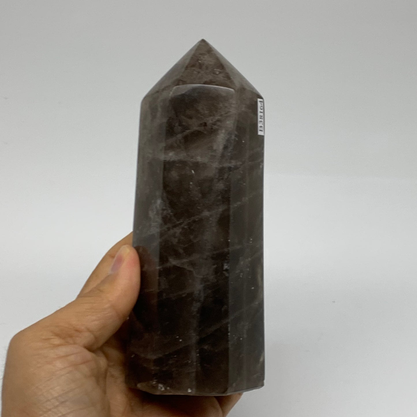 1.2 Lbs, 5.6"x2.2"x1.7", Black Moonstone Tower Obelisk Point Crystal, B38164
