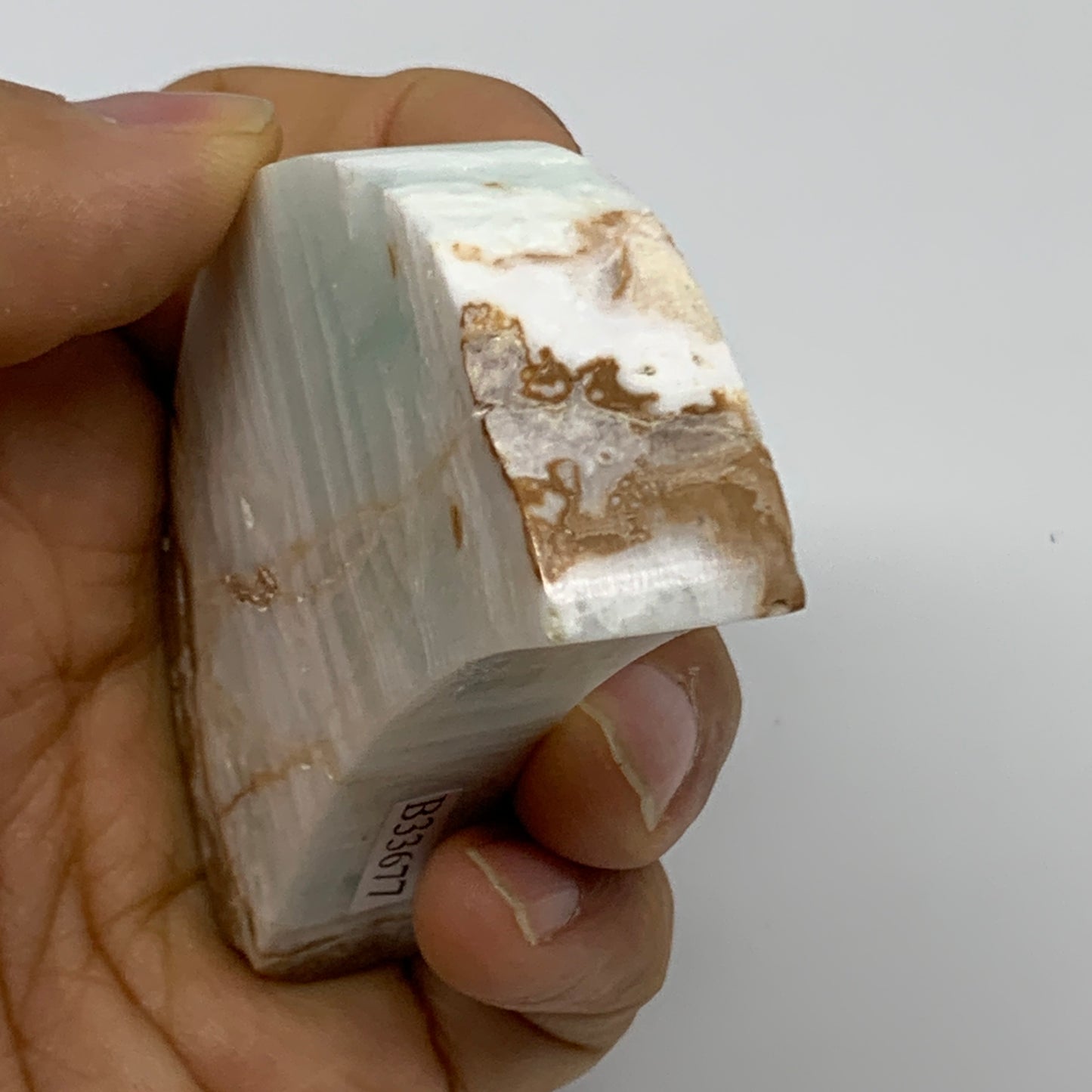 86.2g, 2.5"x1.5"x0.6", Caribbean Calcite Moon Crescent Gemstone, B33677