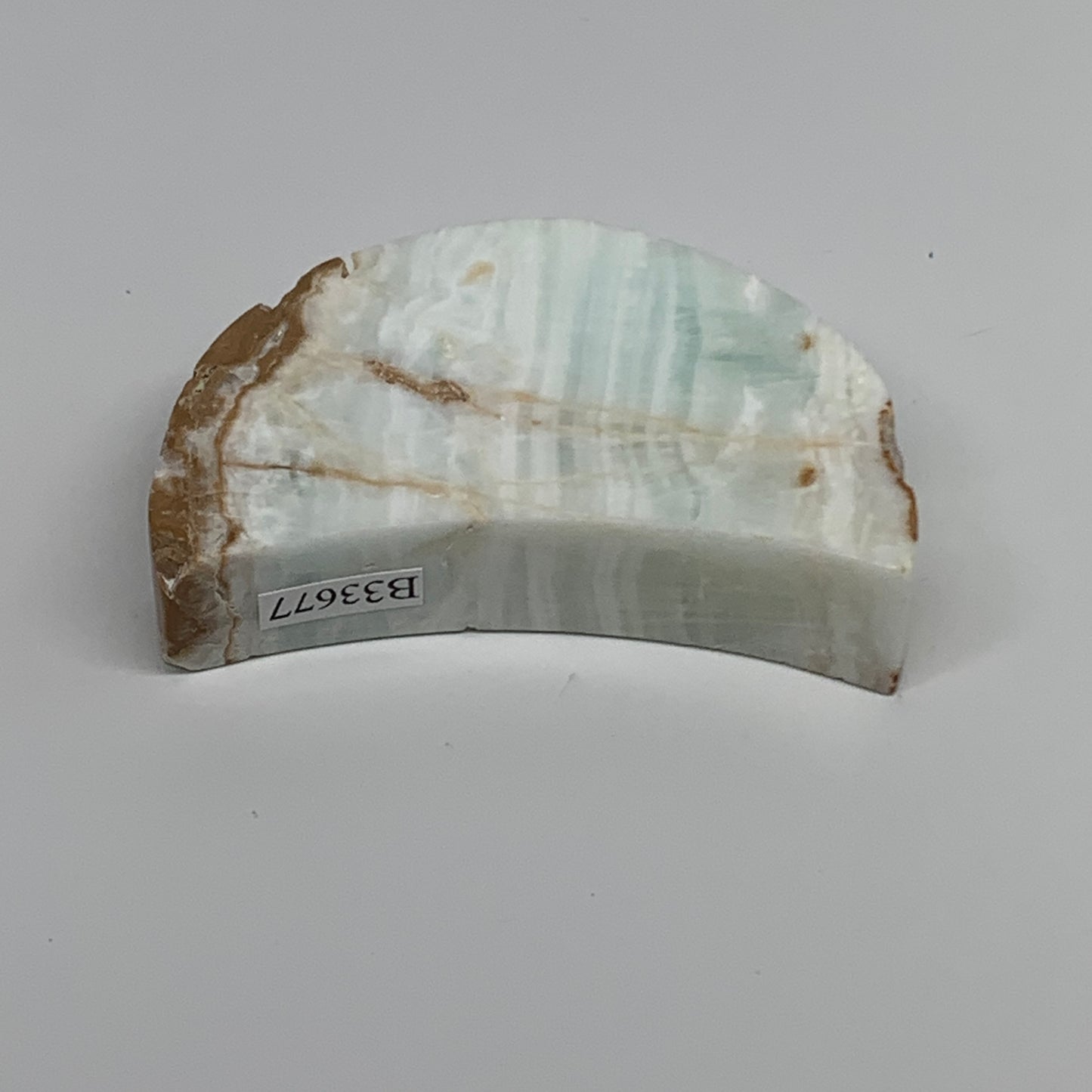 86.2g, 2.5"x1.5"x0.6", Caribbean Calcite Moon Crescent Gemstone, B33677