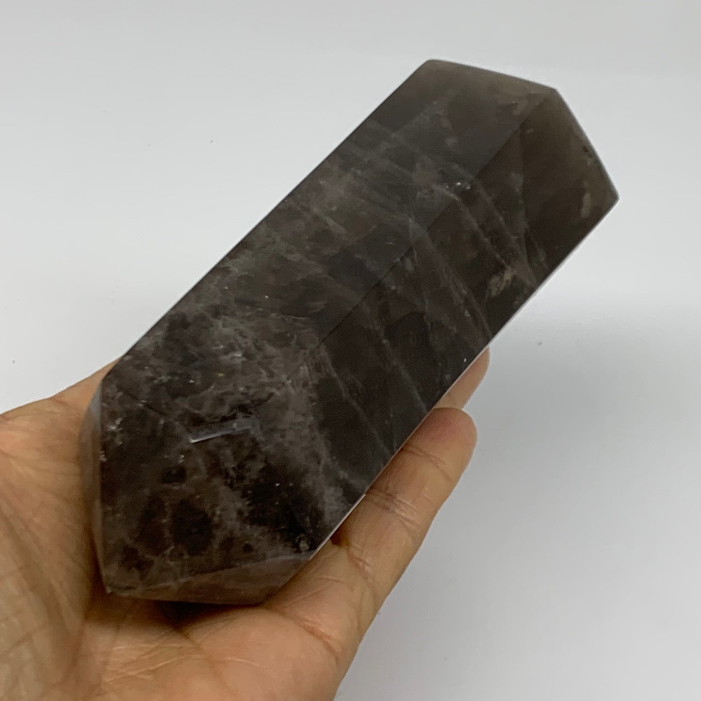 1.2 Lbs, 5.6"x2.2"x1.7", Black Moonstone Tower Obelisk Point Crystal, B38164